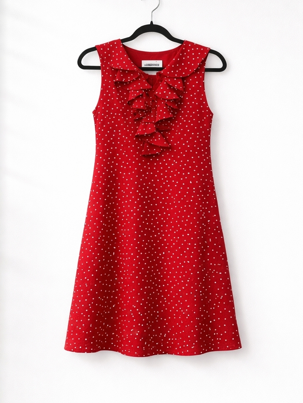 Lois Snyder~Dani Max~Womens VTG 80s~Red Knee Shift Dress~Polka Dot Ruffles~6